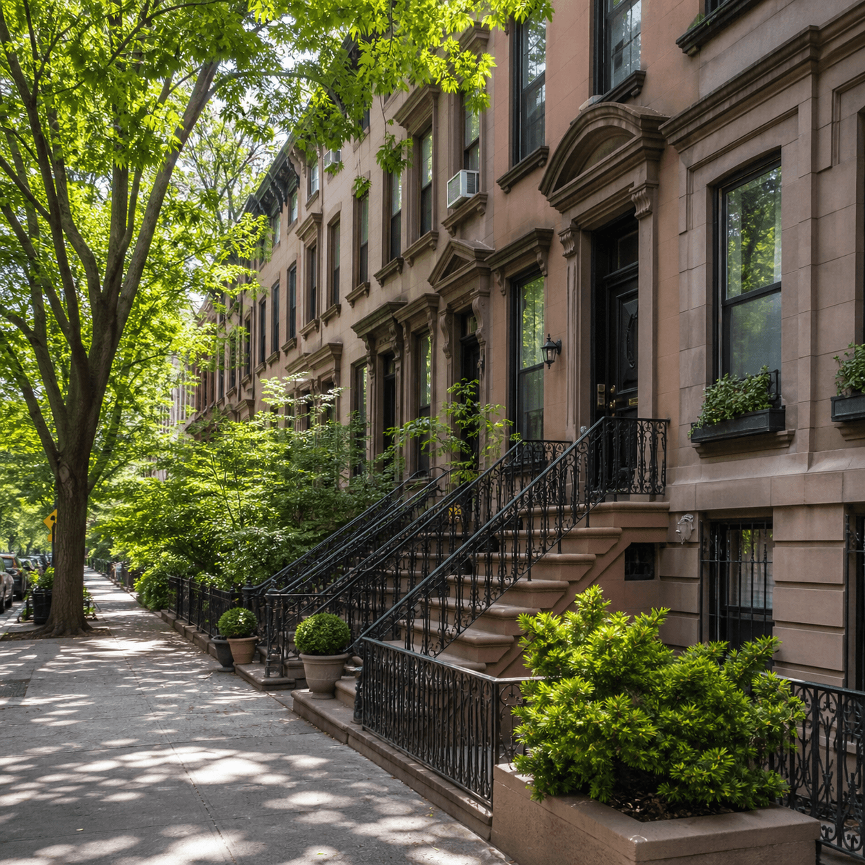 New York brownstone apartment exterior